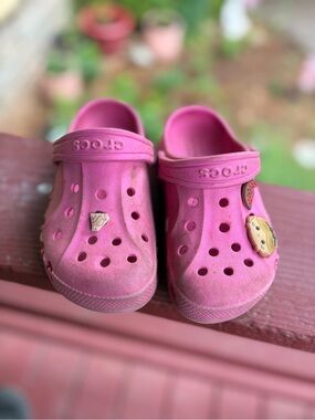 CROCS Kids Pink Classic Clogs with Charms